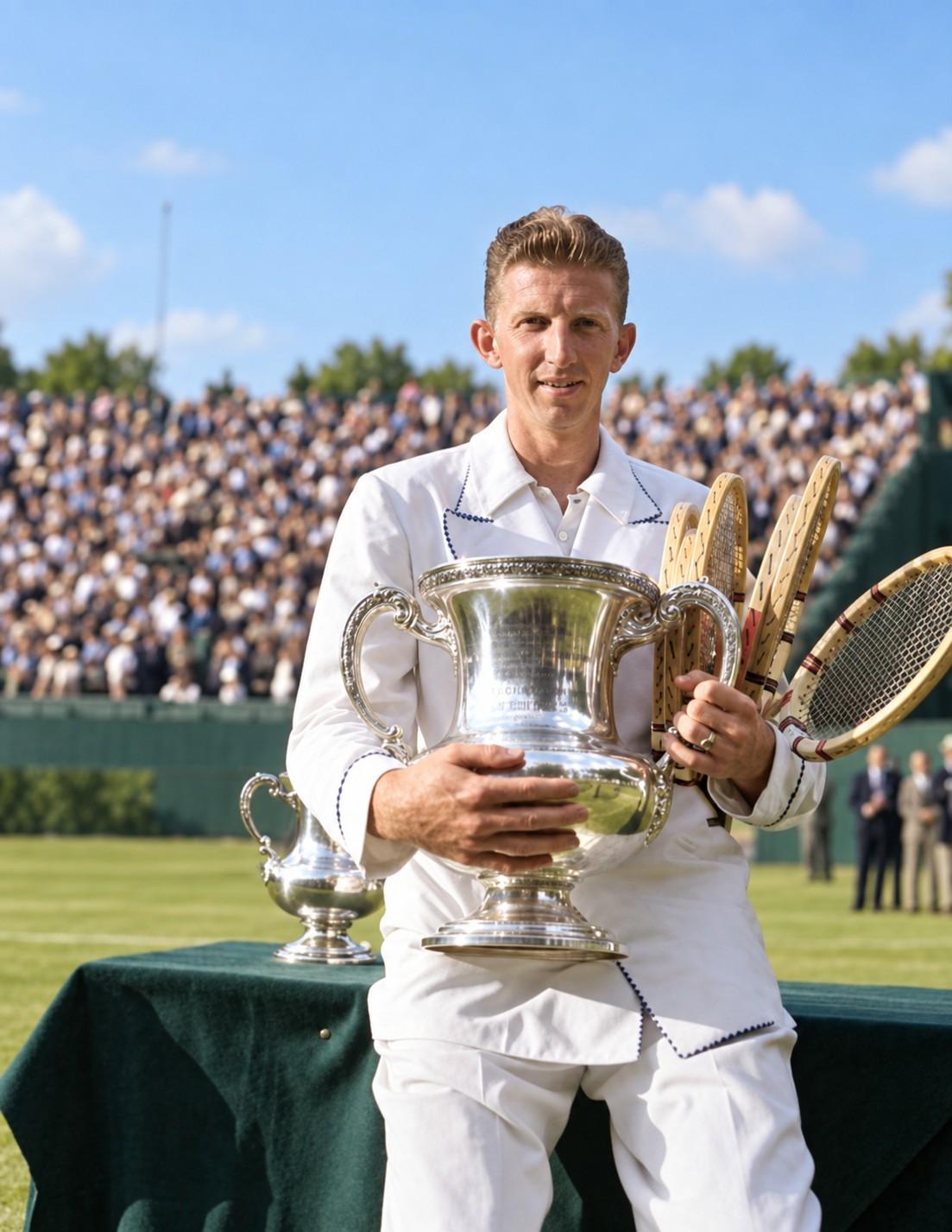 Donald Budge avec le trophée des Championnats des États-Unis en 1937