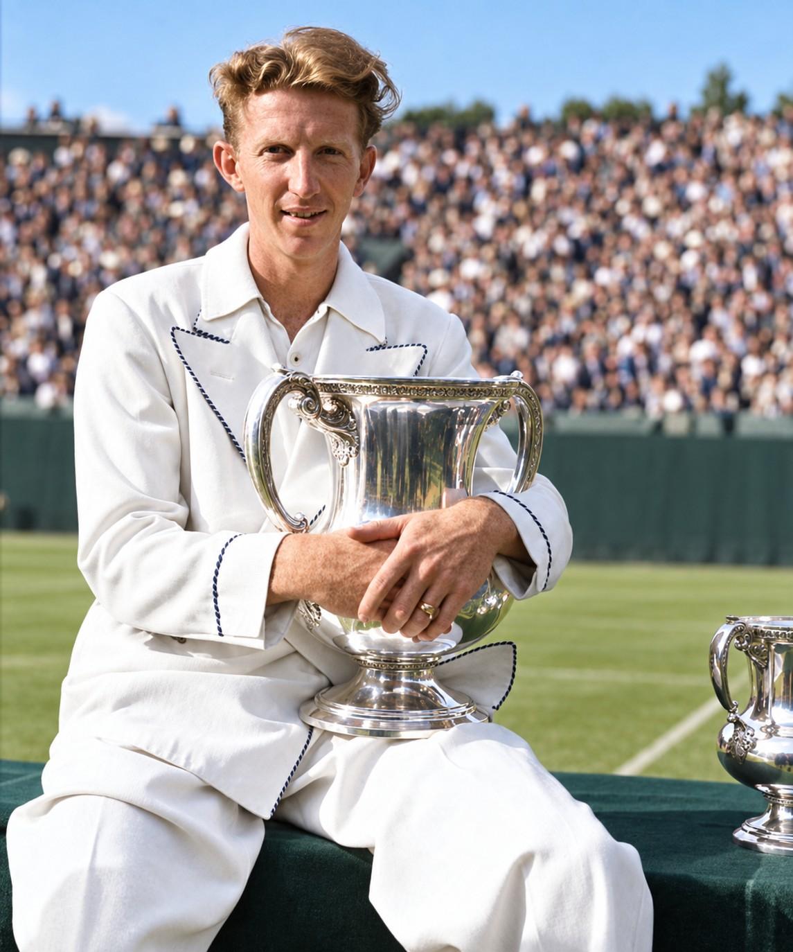 Donald Budge avec le trophée des Championnats des États-Unis en 1938