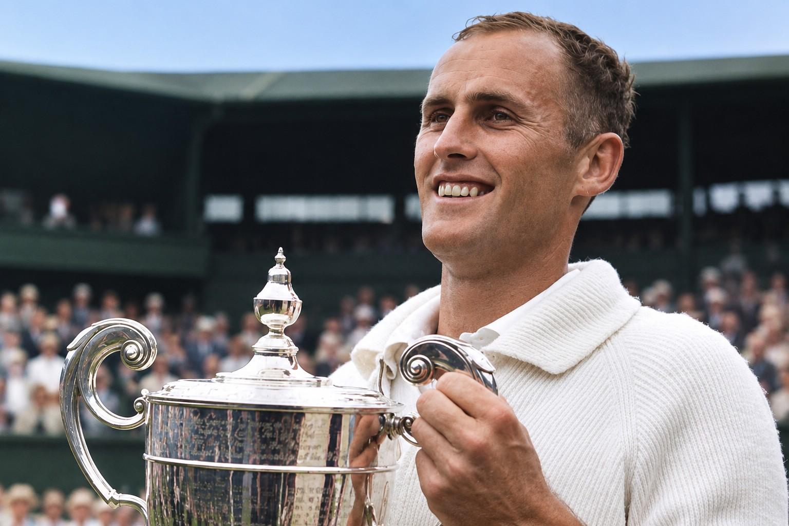 Neale Fraser avec le trophée de Wimbledon en 1960
