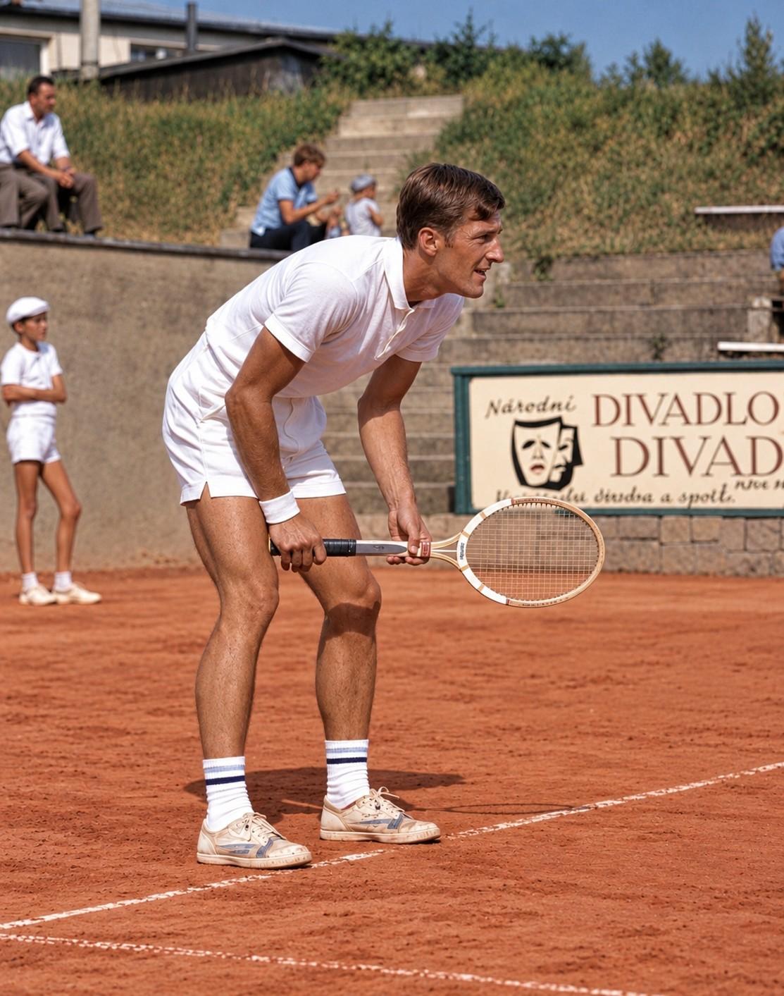 Jan Kodes sur terre battue en 1967