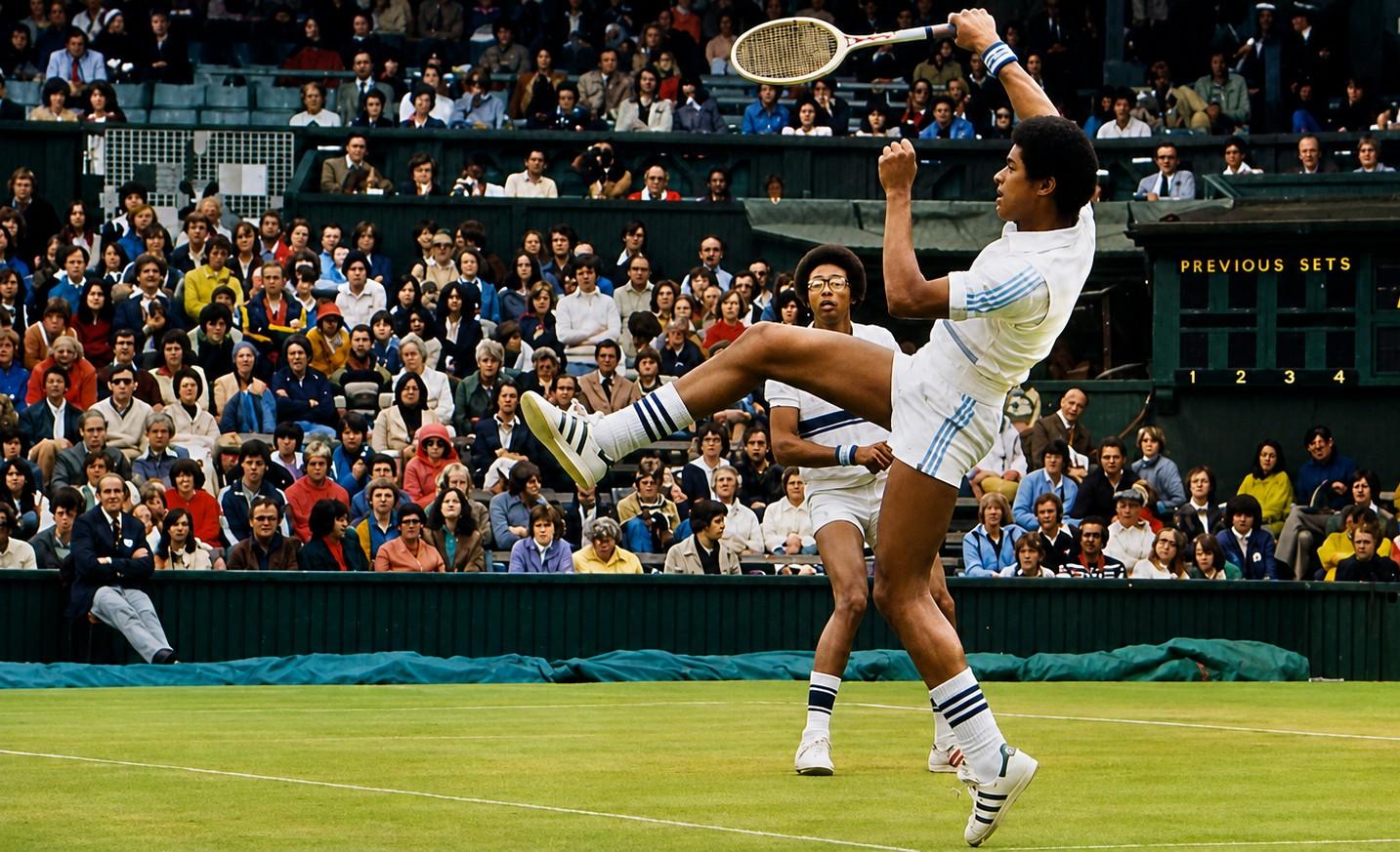 Arthur Ashe et Yannick Noah à Wimbledon en 1978