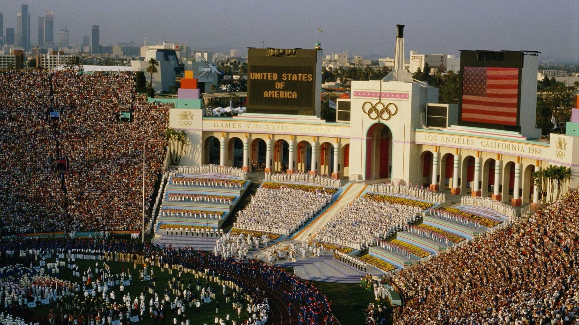 Cérémonie d'ouverture des Jeux olympiques de Los Angeles en 1984