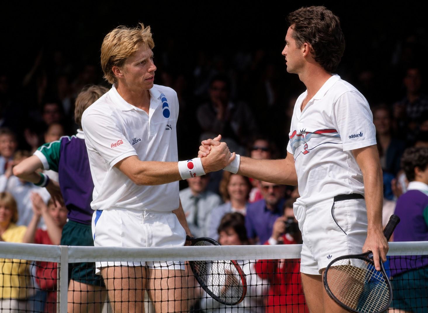 Boris Becker et Peter Doohan à Wimbledon en 1987