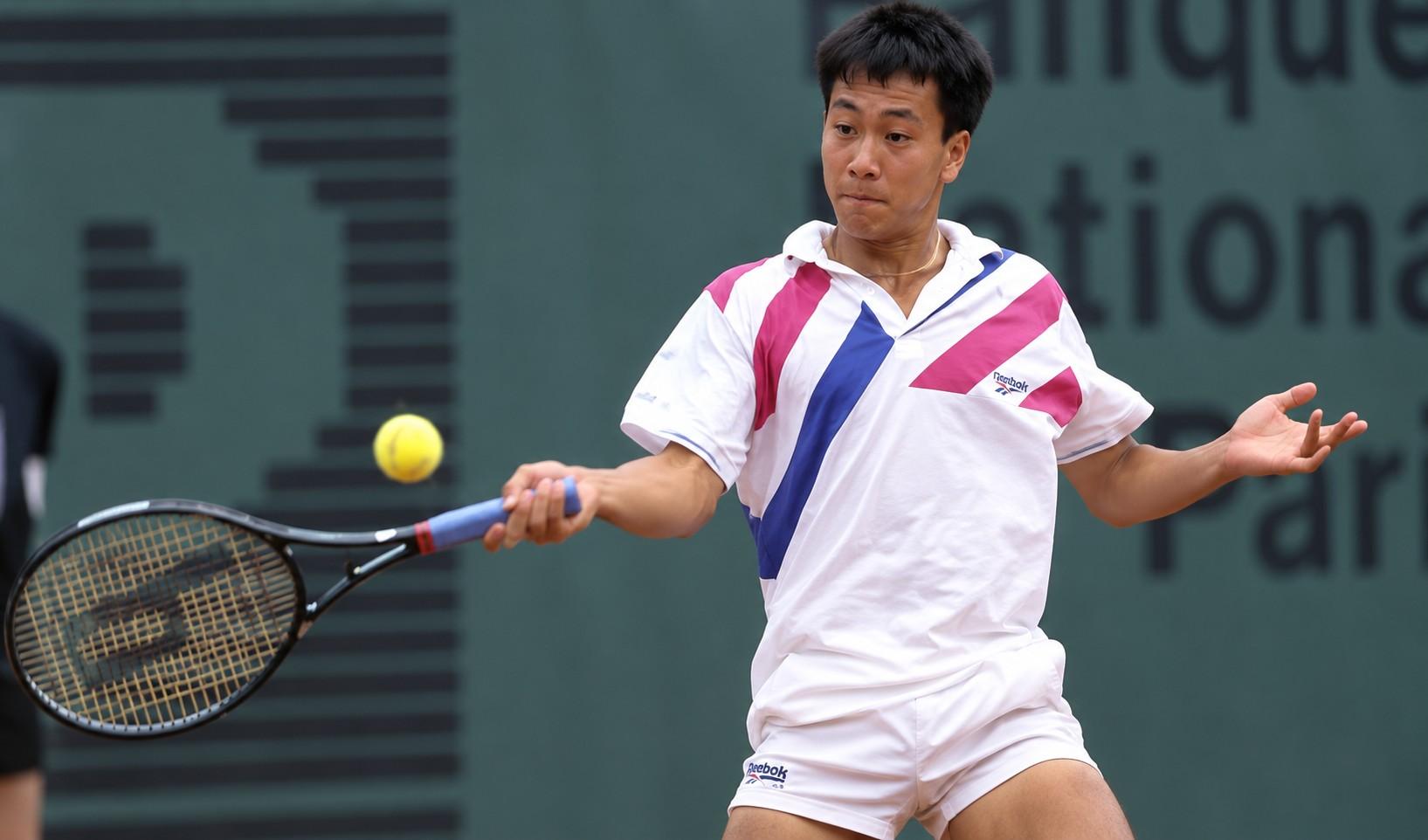 Michael Chang en action à Roland-Garros en 1989