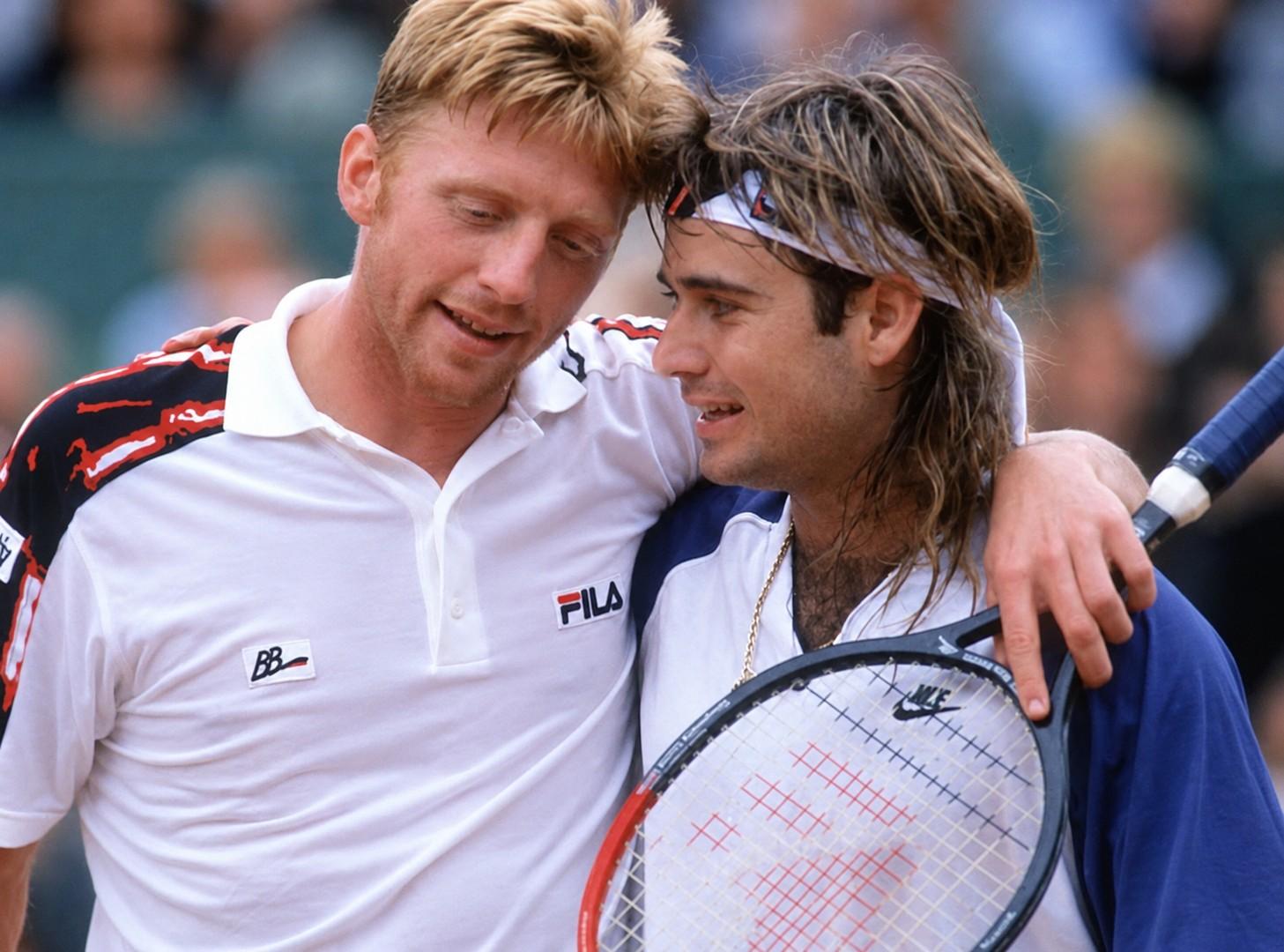 Andre Agassi et Boris Becker &agrave; Roland-Garros 1991