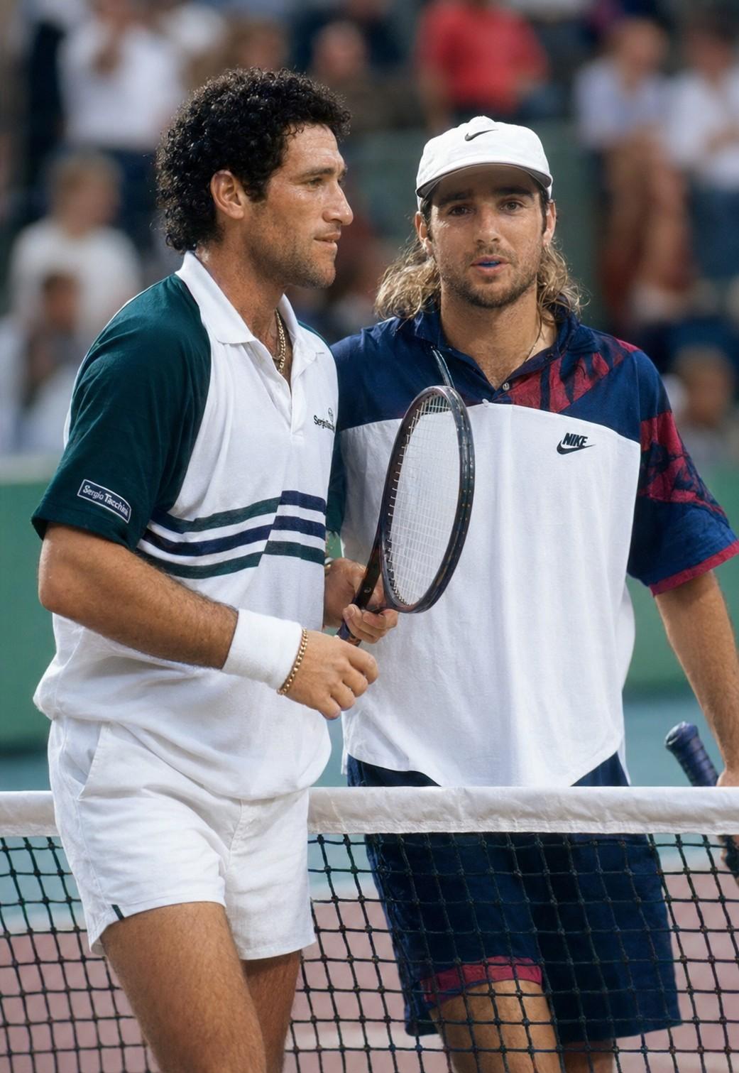 Brad Gilbert et Andre Agassi à Bercy en 1992
