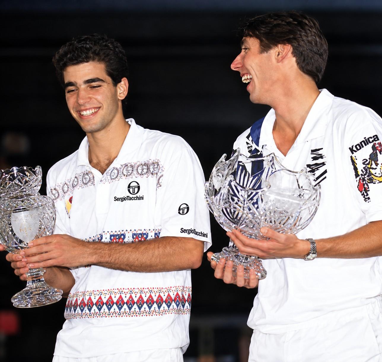 Michael Stich et Pete Sampras après le Masters en 1993