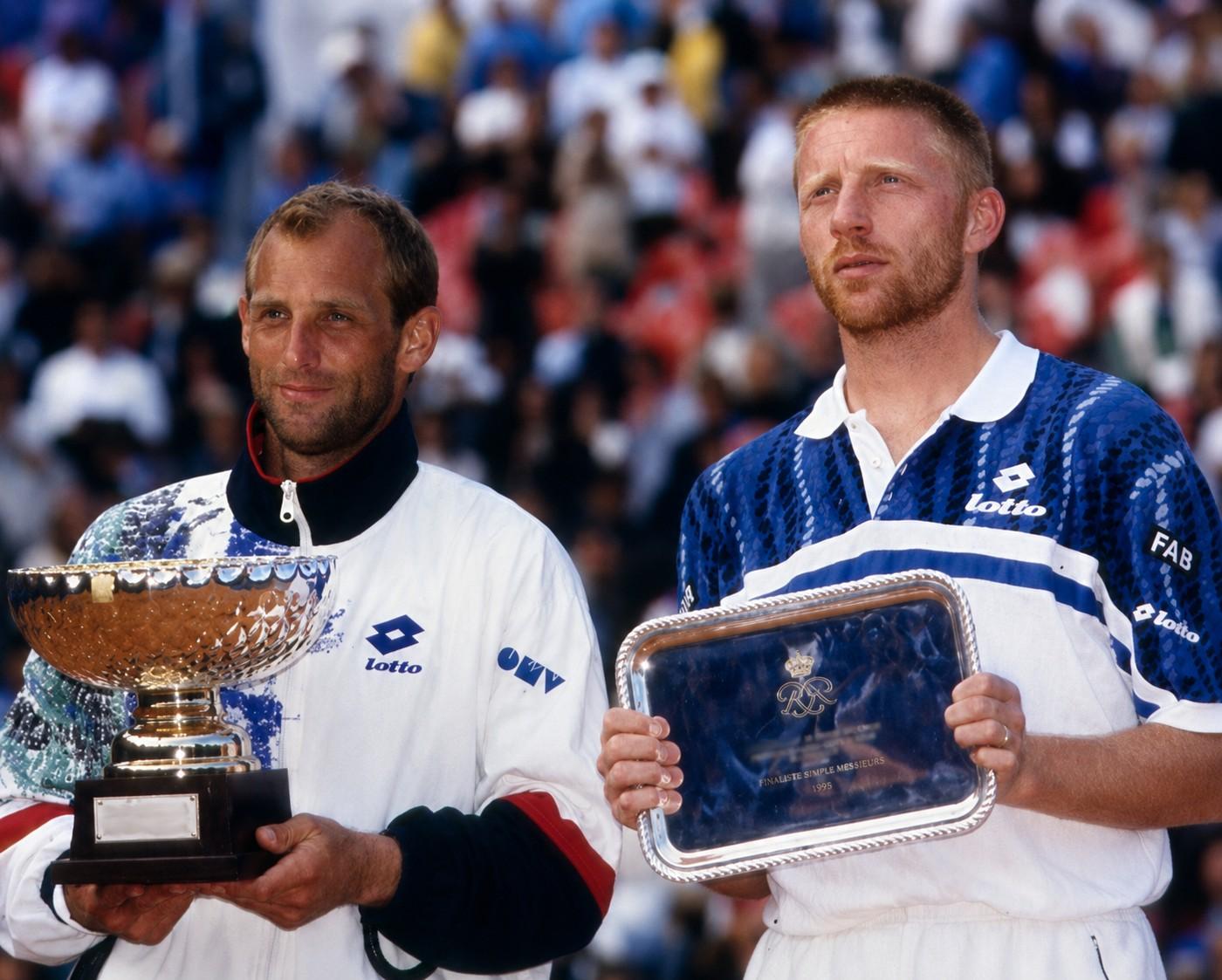 Thomas Muster et Boris Becker après la finale de Monte-Carlo 1995