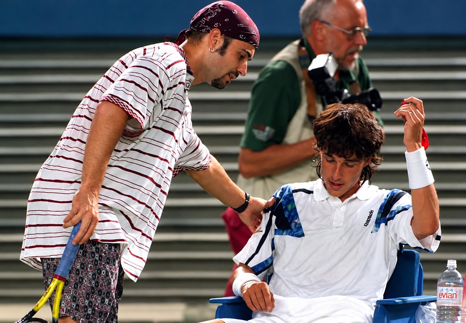 Andre Agassi auprès d'Aaron Krickstein à l'Open d'Australie 1995