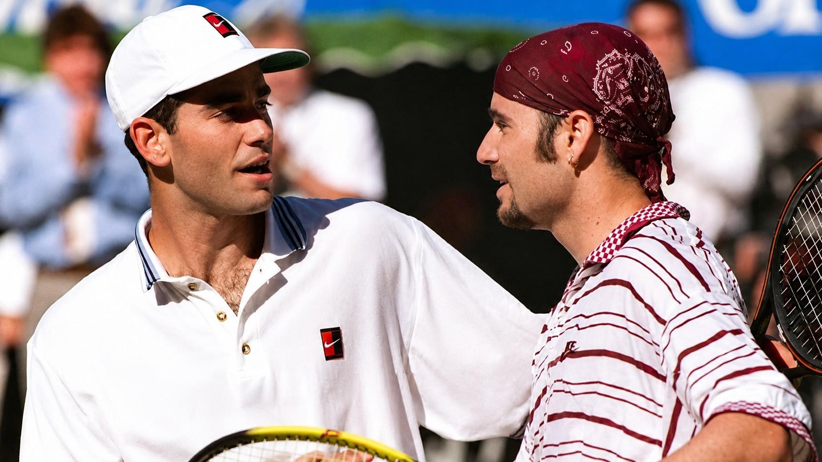 Andre Agassi et Pete Sampras &agrave; l'Open d'Australie 1995