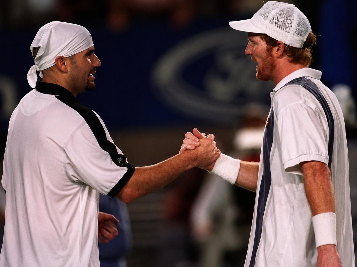 Andre Agassi et Jim Courier à l'Open d'Australie 1996