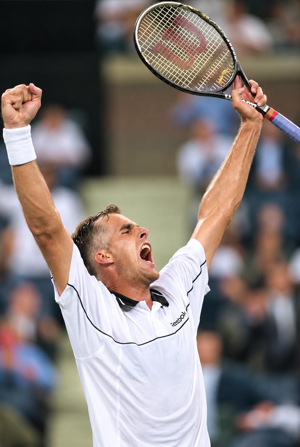 Todd Martin célèbre sa victoire à l'US Open en 1999