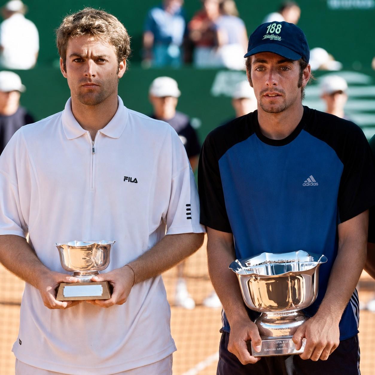 Nicolas Massu et Agustin Calleri après la finale de Buenos Aires en 2002