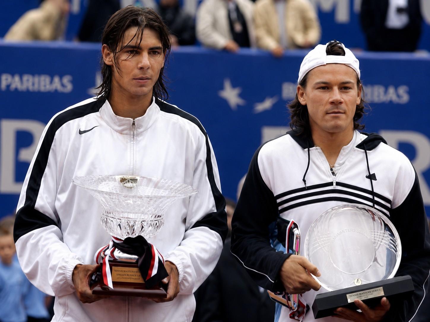 Rafael Nadal et Guillermo Coria après la finale de Monte-Carlo 2005