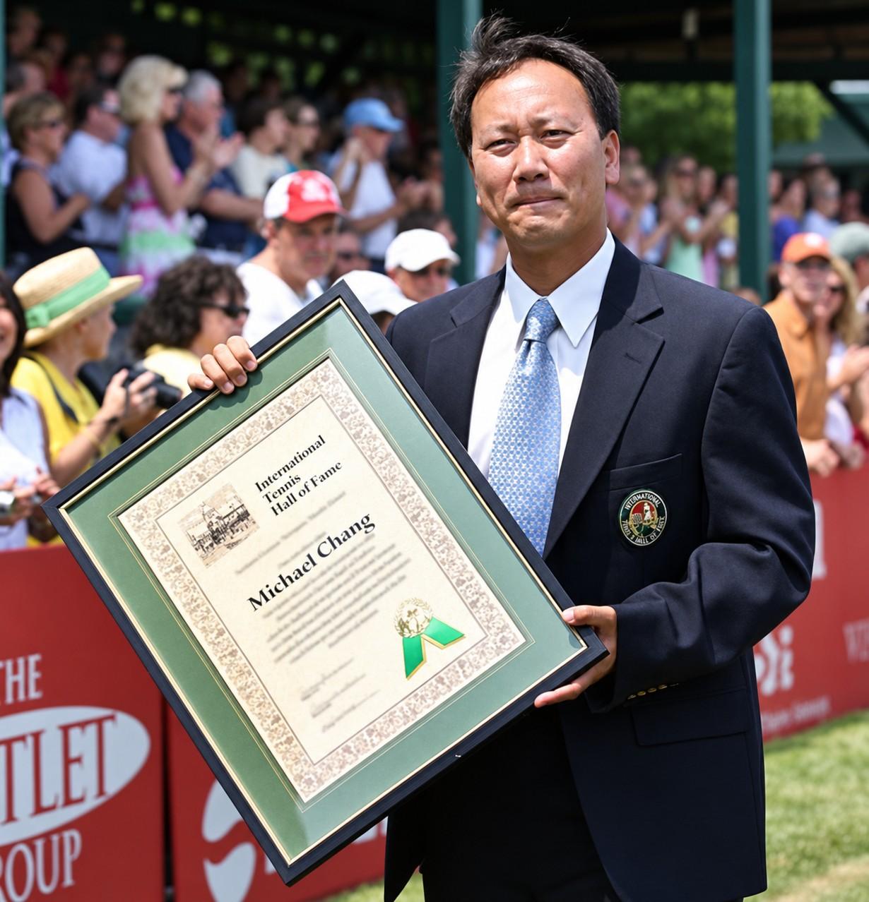 Michael Chang lors de son entrée à l'International Tennis Hall of Fame en 2008