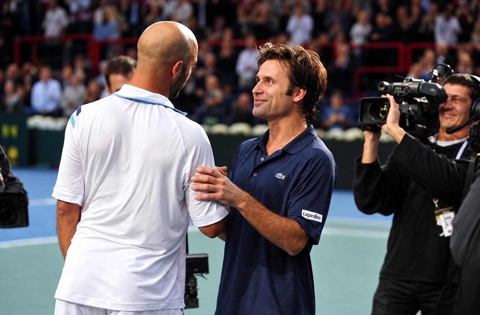 Fabrice Santoro face à James Blake à Paris-Bercy en 2009