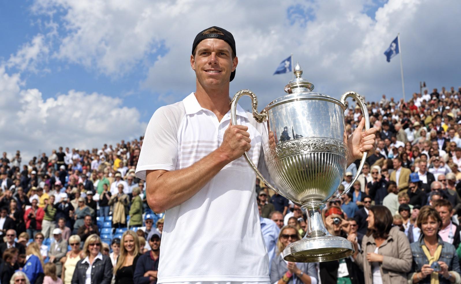 Sam Querrey avec le trophée du Queen's en 2010