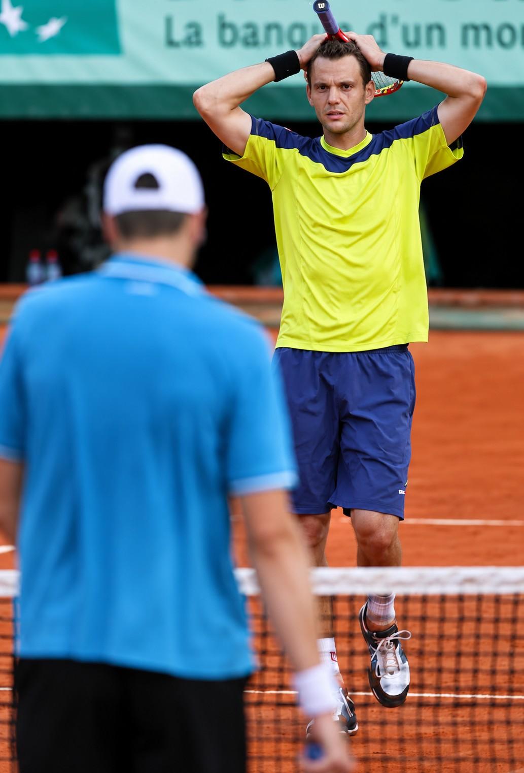 Paul-Henri Mathieu face à John Isner à Roland-Garros en 2012