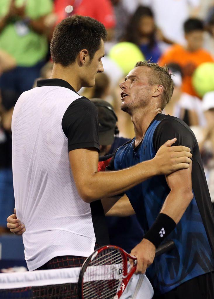 Bernard Tomic et Lleyton Hewitt à l'US Open 2015