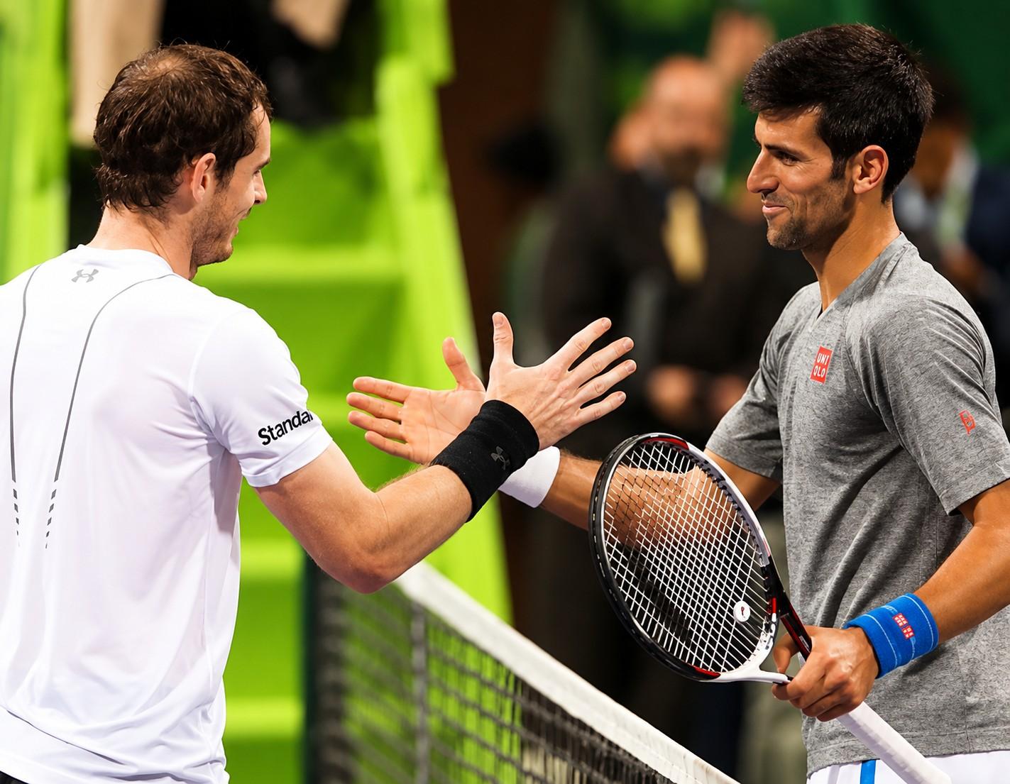 Andy Murray et Novak Djokovic à Doha en 2017