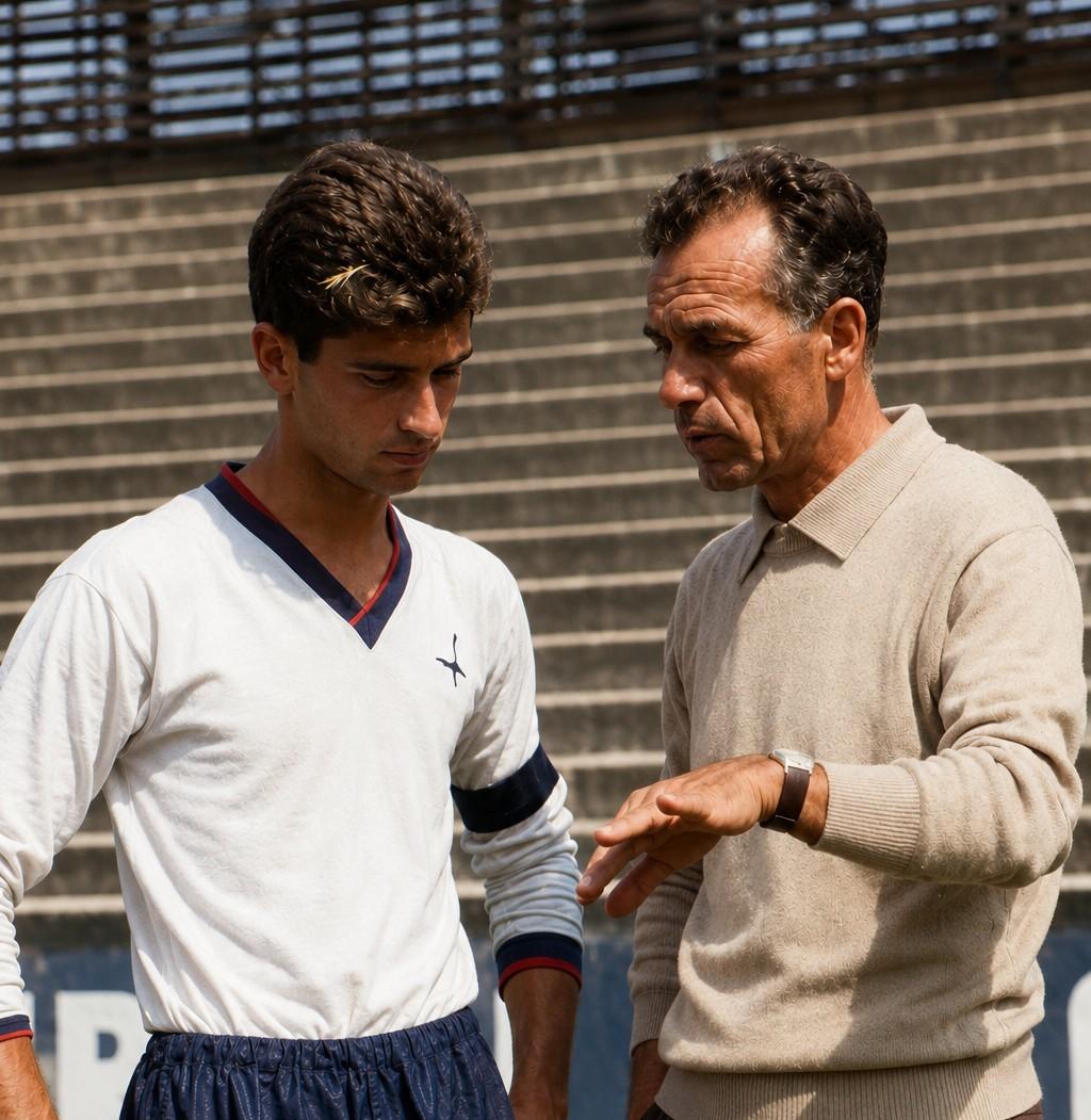 Le jeune Corrado Barazzutti avec son entraîneur Giuseppe Cornara