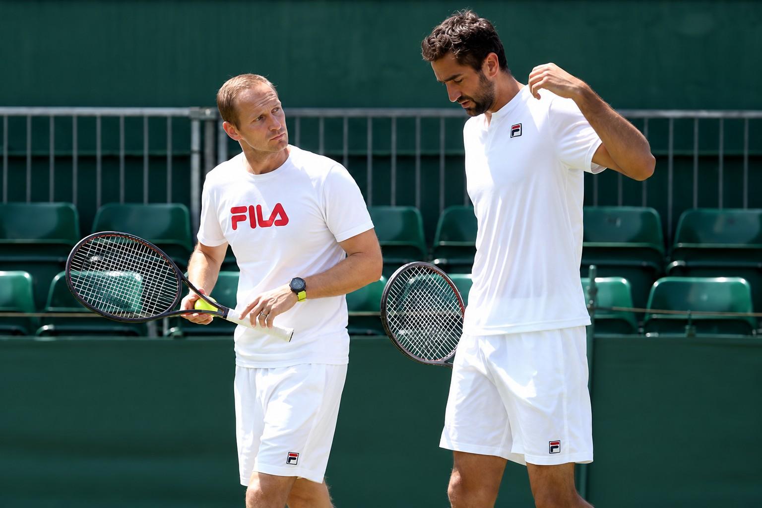 Ivan Cinkus et Marin Cilic à l'entraînement