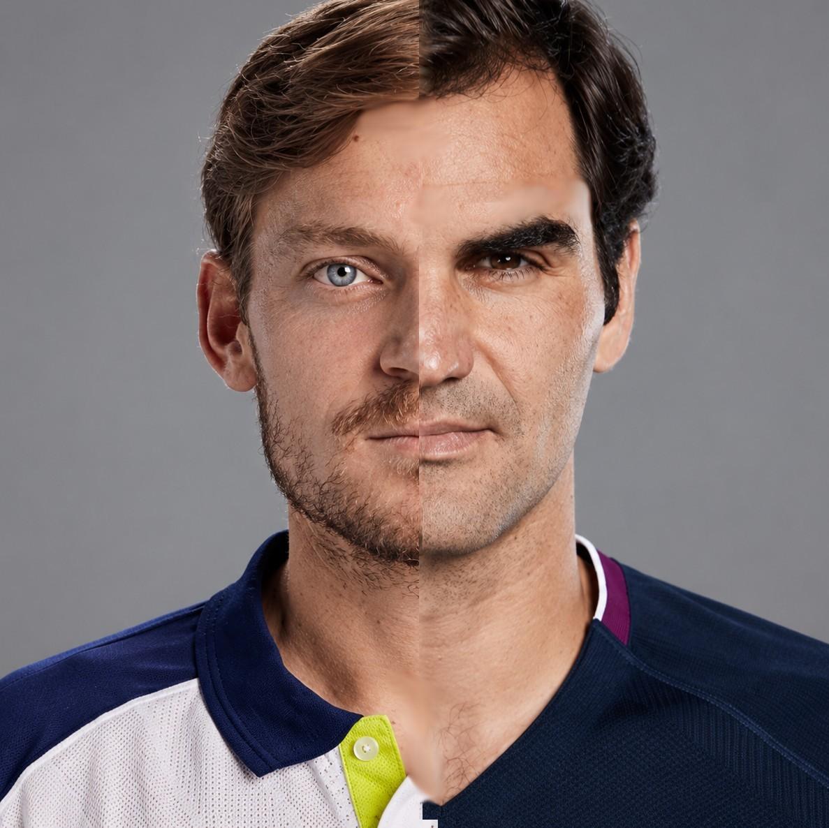 Portrait composite de David Goffin et Roger Federer