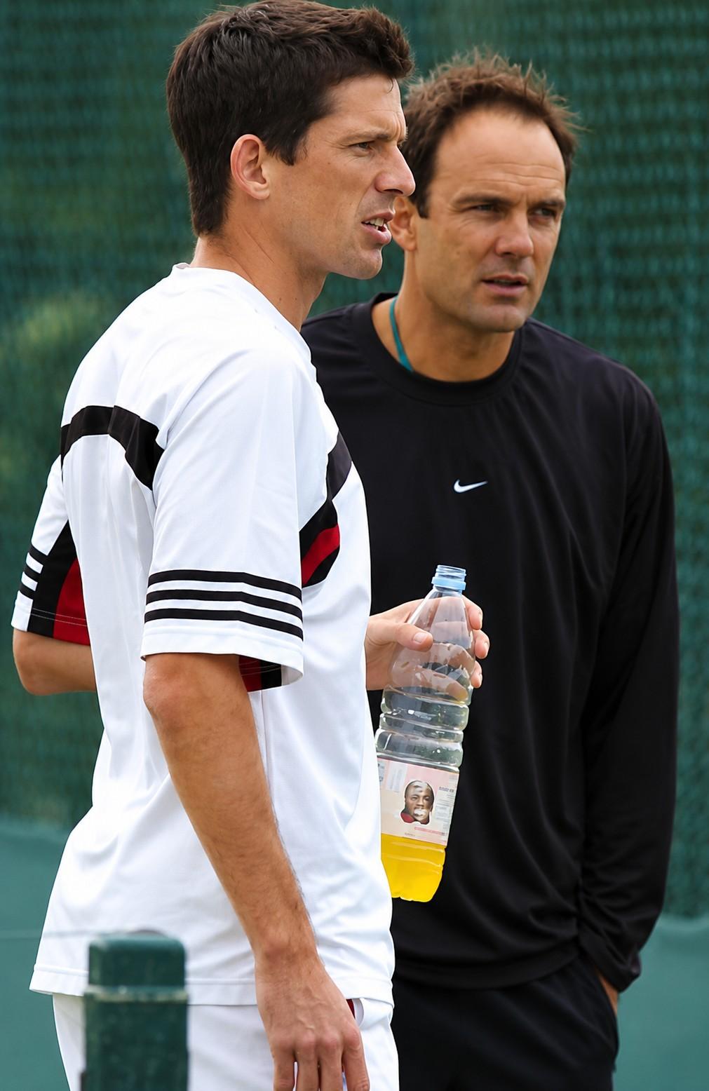 Tim Henman et Paul Annacone à l'entraînement