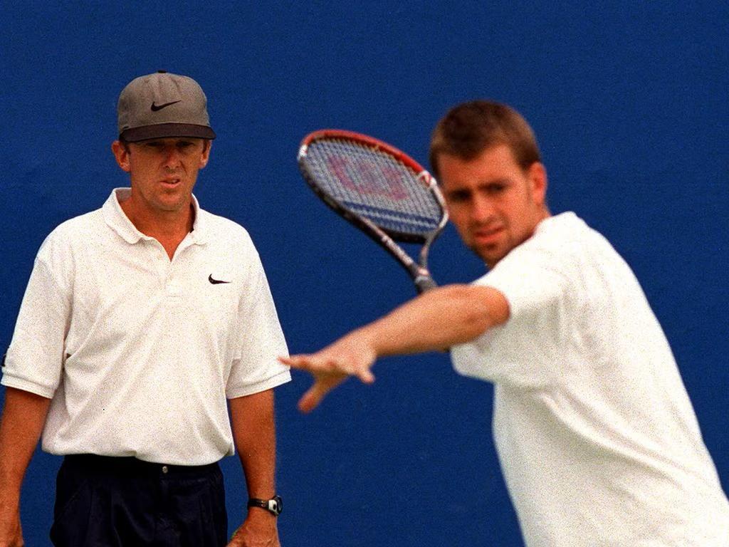 Bob Brett et Nicolas Kiefer à l'entraînement