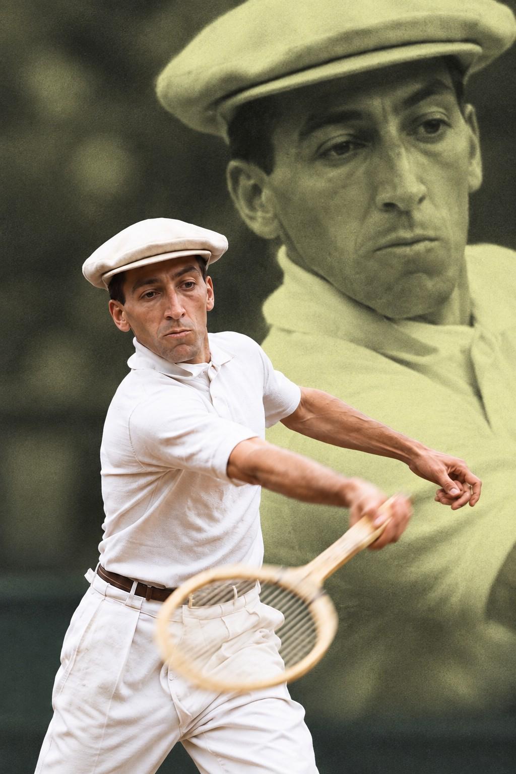 René Lacoste sur un court de tennis