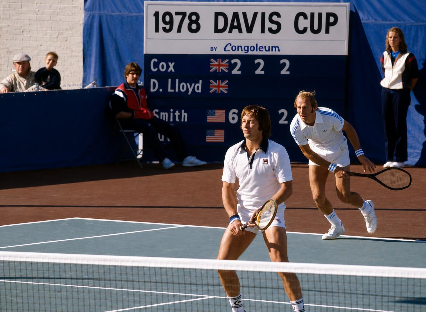 Stan Smith et Bob Lutz en double lors de la finale de Coupe Davis 1978