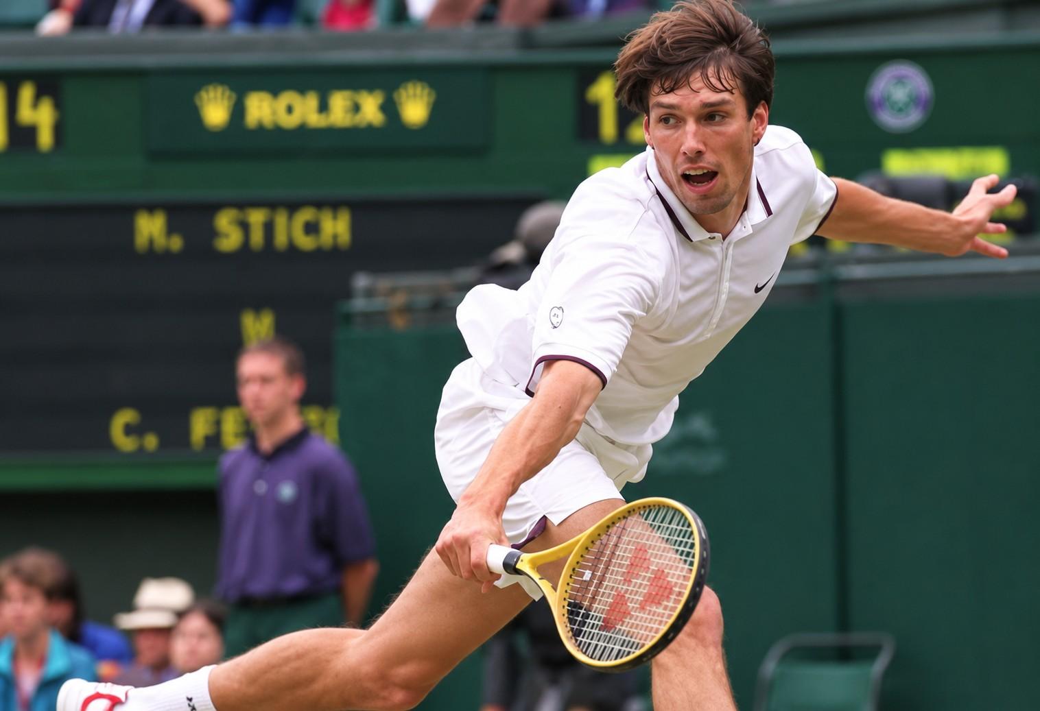 Michael Stich en action à Wimbledon